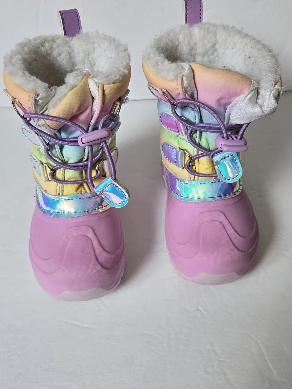 Toddler girl 7/8 Rainbow Snow Boots Lined VGUC Member's Mark
